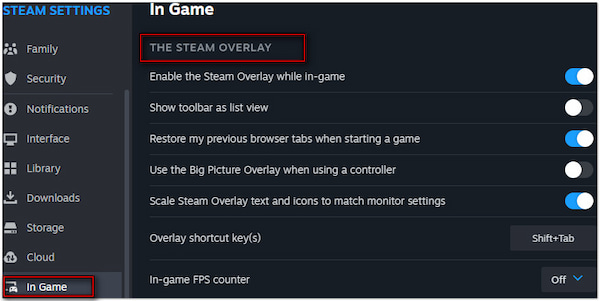 Steam Overlay Settings