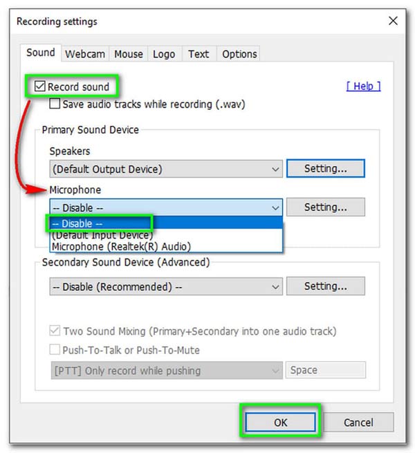 Bandicam Disable Microphone