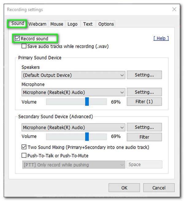 Suono di registrazione audio Bandicam