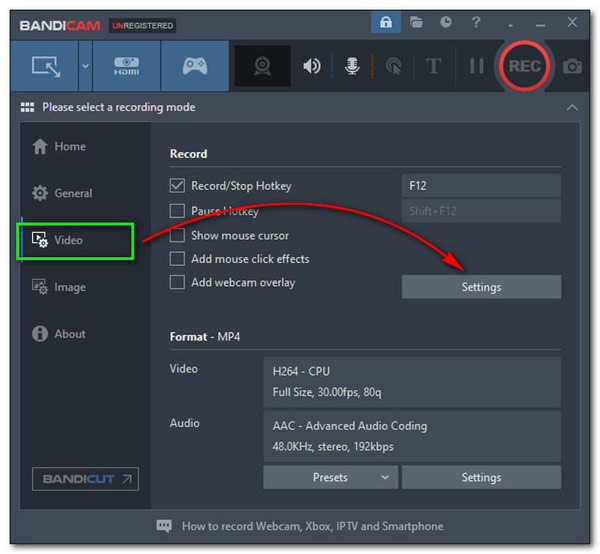 Bandicam Video And Settings