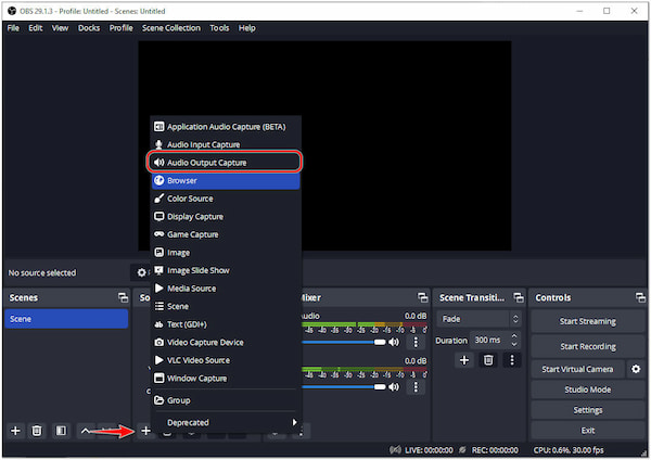 Velg Audio Output Capture