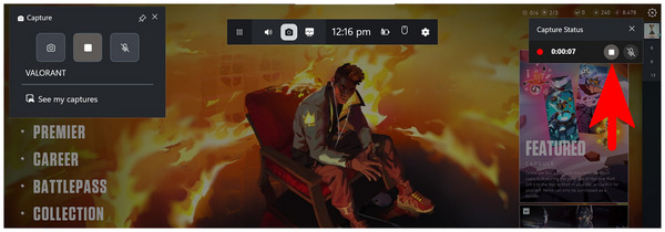 Xbox Game Bar Recording Active