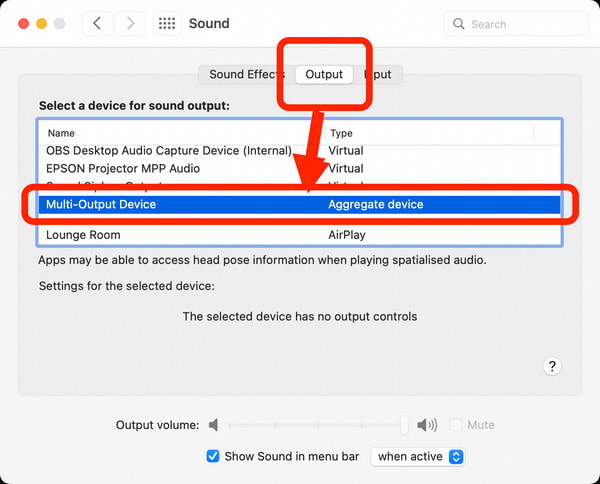Click Sound Output Multi Output Device
