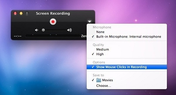 Registrazione dello schermo Quicktime con audio