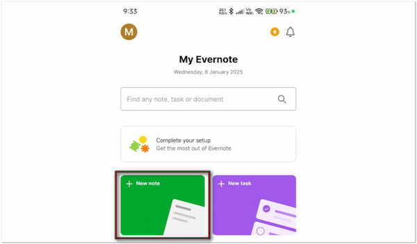 Select New Note