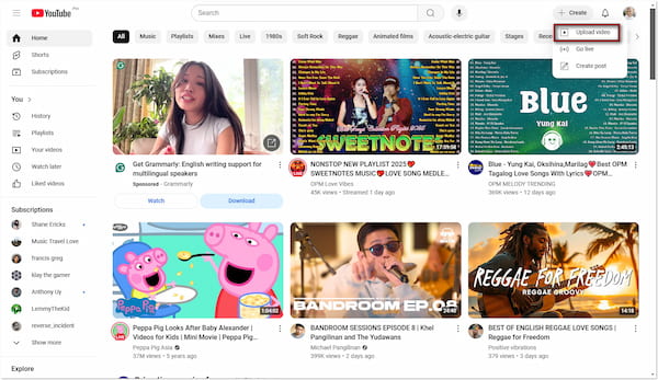 Upload Recorded Video