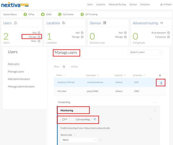 Aplicación de grabación de llamadas Nextiva