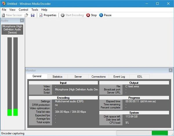 Zatrzymanie programu Windows Media Encoder