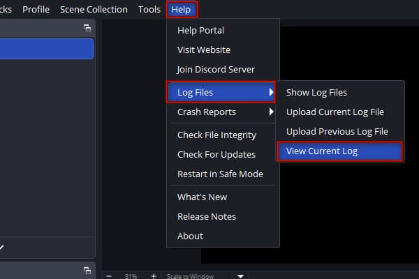Check OBS Logs in OBS