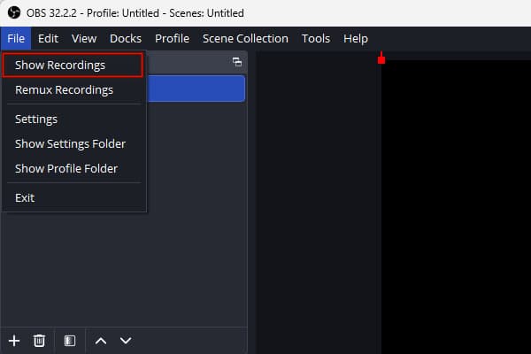 Open the Recording Folder in OBS
