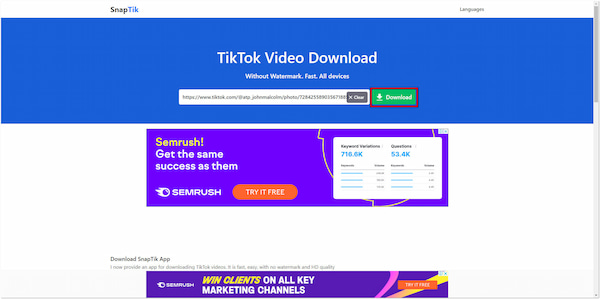 Download de Tiktok-video