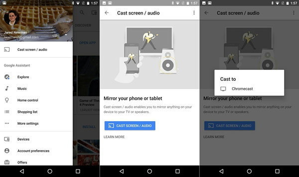 Skärmspegling Android med Google Home