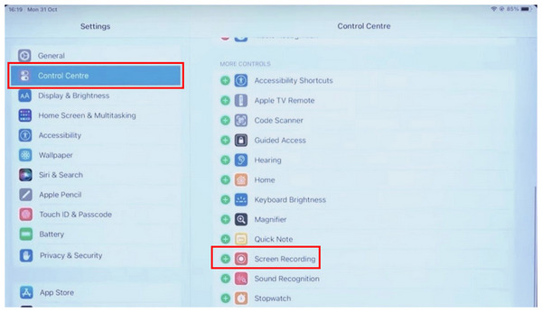 Control Center Setting