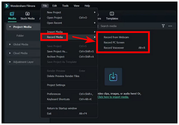 Filmora File Record Media