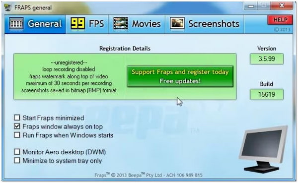 Grabador de pantalla Fraps Windows 11