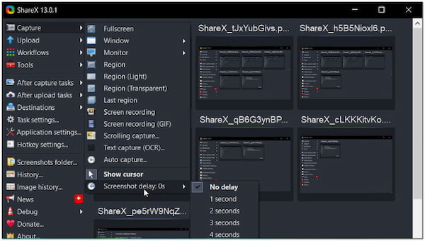 Okno rejestratora ekranu ShareX 11