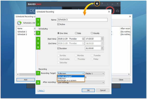 Bandicam Scheduled Recordings