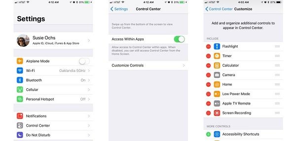 Abilita la registrazione dello schermo iOS