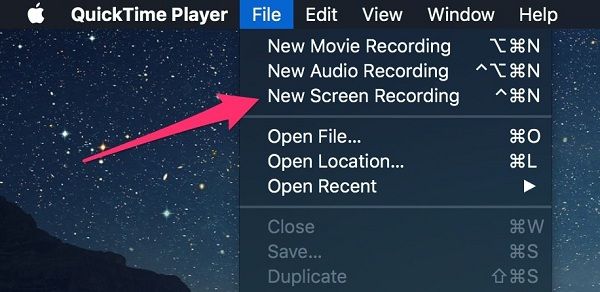 Nuova registrazione dello schermo per Mac Quicktime