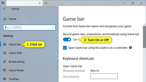 Turn on Game Bar