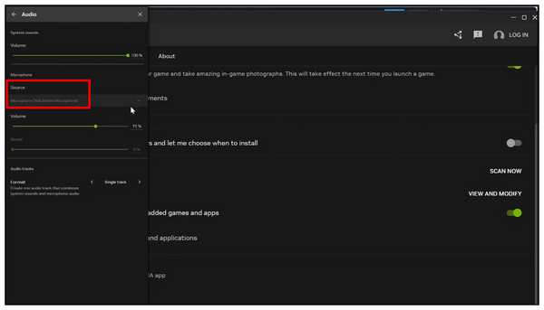 Audio Source Select Source