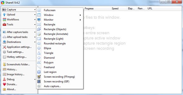 Sharex Screen Recorder-interface