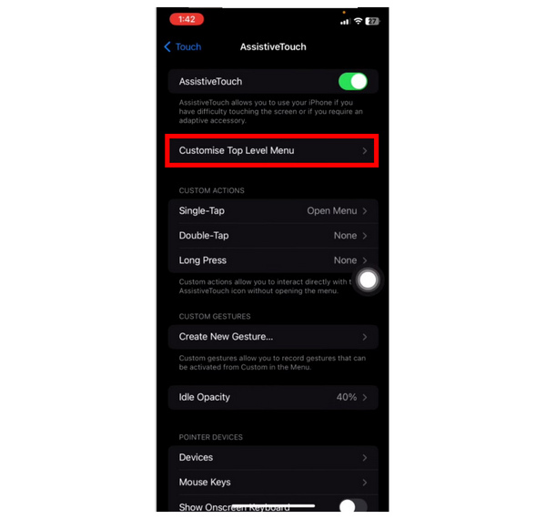 iPhone Tap Assistive Touch Settings
