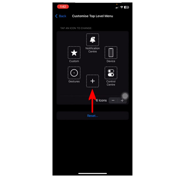 iPhone Tap Customize Top Level Menu