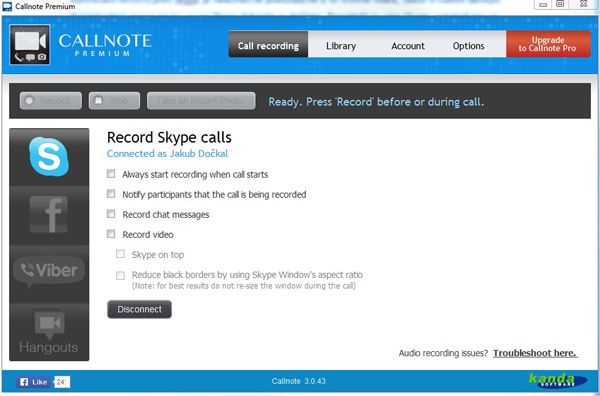 Callnote pro Skype