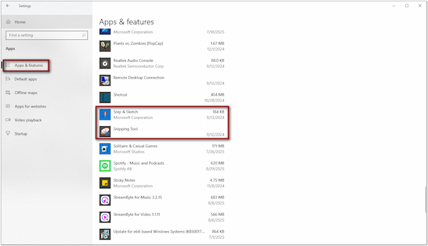 Apps And Features