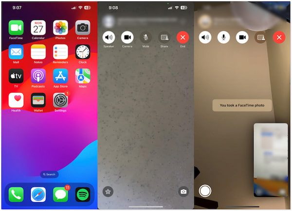 Captura de pantalla de FaceTime en iPhone