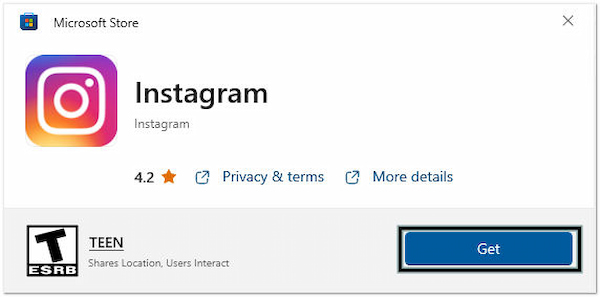 Hanki Instagram Microsoft Storesta