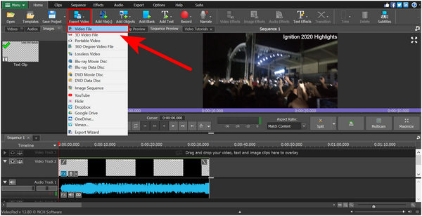 Arquivo de vídeo do VideoPad