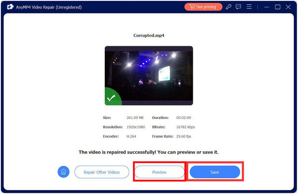 Preview Save Video Repair