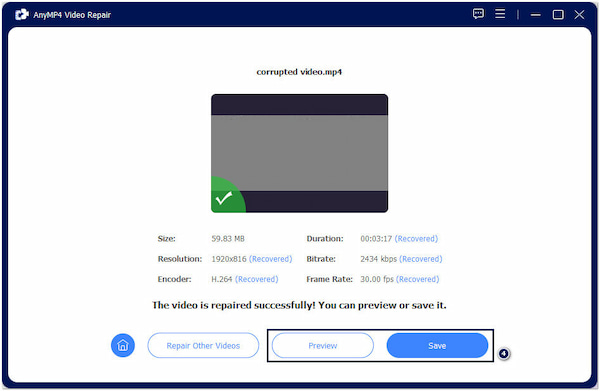 Check Result and Save Fixed Video