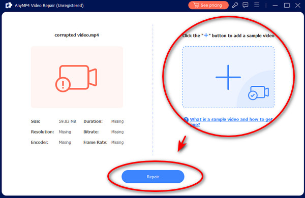 AnyMP4 Video Repair Aggiungi campione