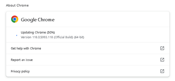 Google Chrome Tarayıcı Sürümünü Güncelliyor