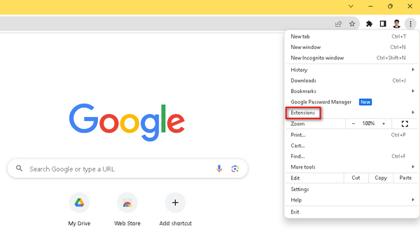 Harmadik féltől származó Chrome Customize bővítmény eltávolítása