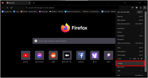 Configuración de Firefox