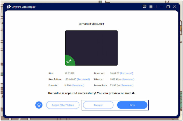 Save Repaired Video After Preview