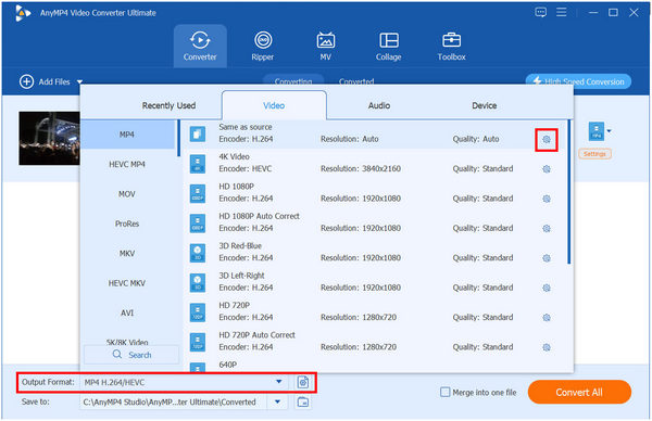 Anymp4 Video Converter Ultimate Output Format