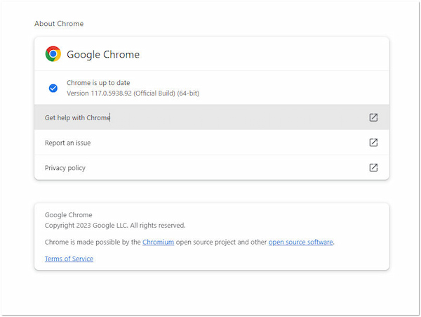 Aktiver Chrome Update