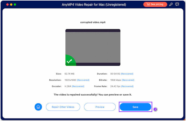 Preview and Save Repaired Videos