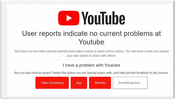 Controleer de downtime van de YouTube-server