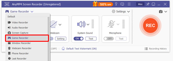 Vyberte Game Recorder