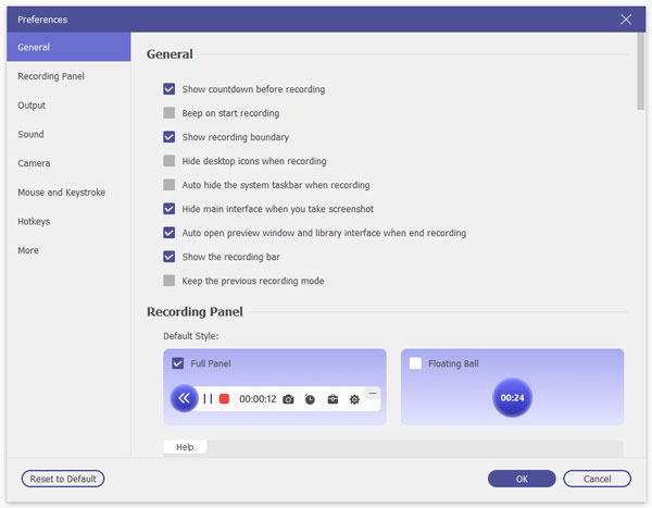 Recording Preferences