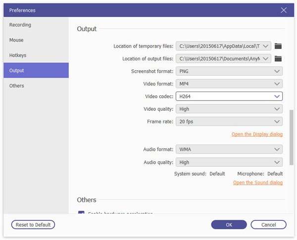 Velg utdataformat