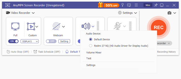 Configuración de sonido del sistema