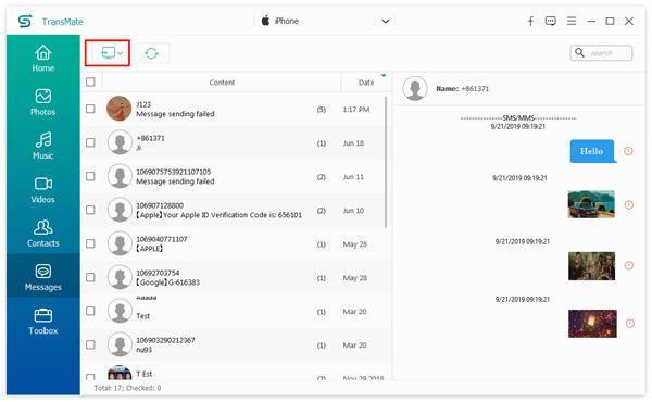 Export messages