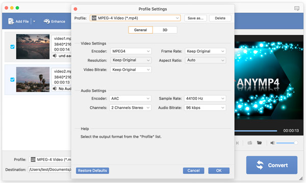 Profile Settings Window